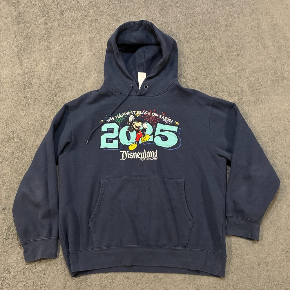 Disney Parks 2025 Navy Blue Drawstring Neck Pullover Hoodie Jacket Men's Size L